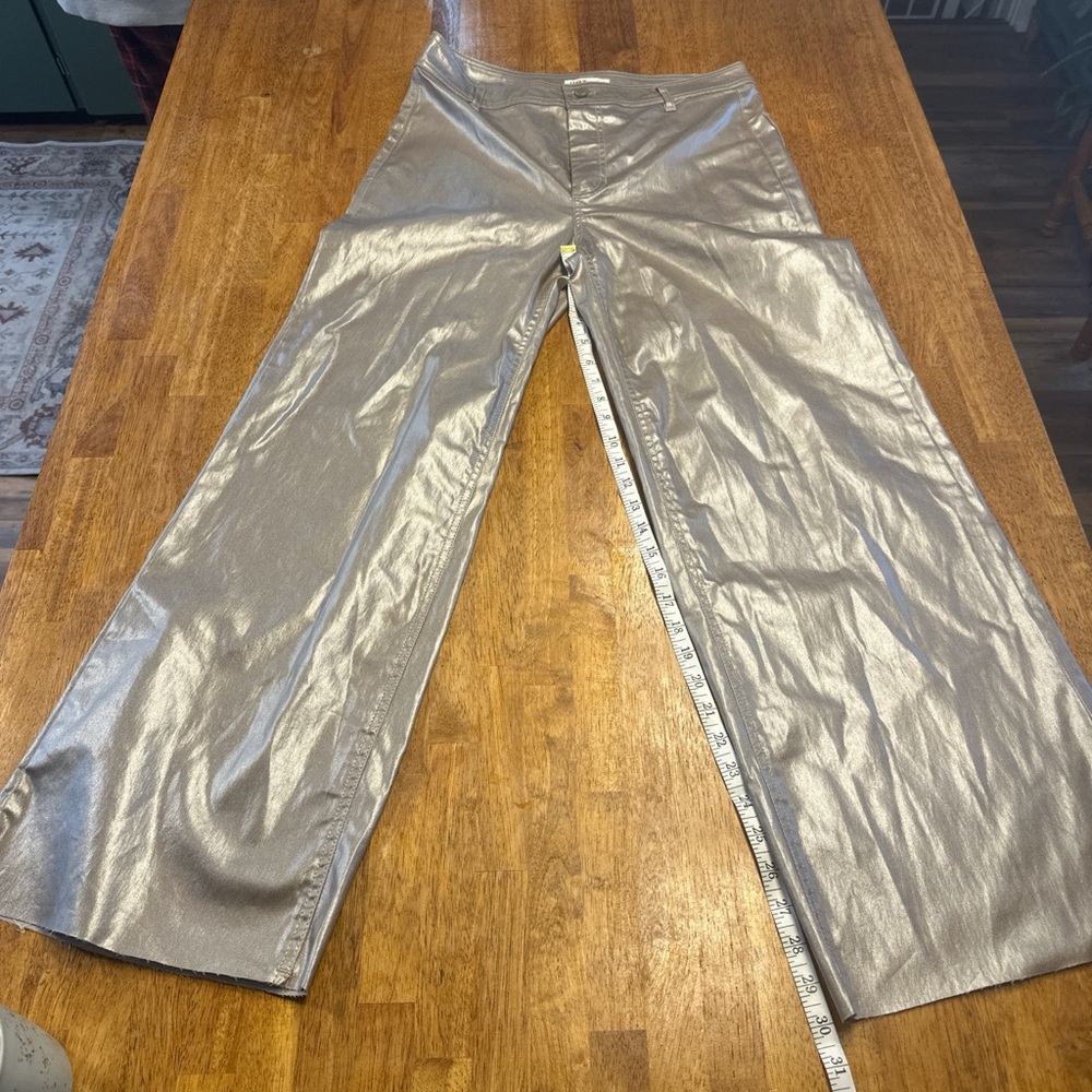 Oat New York Shimmering Silver Wide Leg Pants